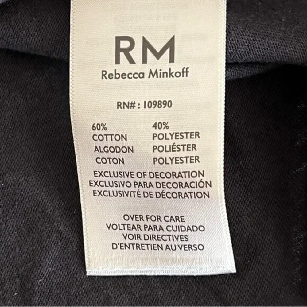 Rebecca Minkoff Black Fringe Shoulder Tee Top Size‎ S NWOT Embellished Chic - Picture 7 of 7